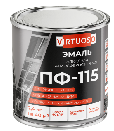 Эмаль ПФ-115 желтая RAL 1012 2,4 кг ГОСТ VIRTUOSO; 11588634